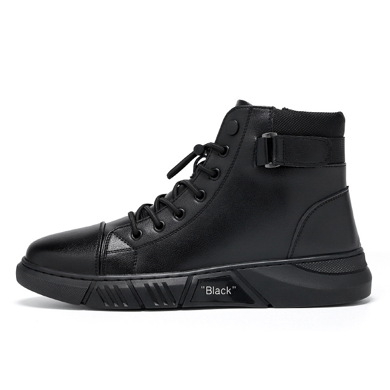 Men Boots Leather Casual Platform Boots Zipper British Style Autumn Winter Fashion Comfortable Mens Shoes