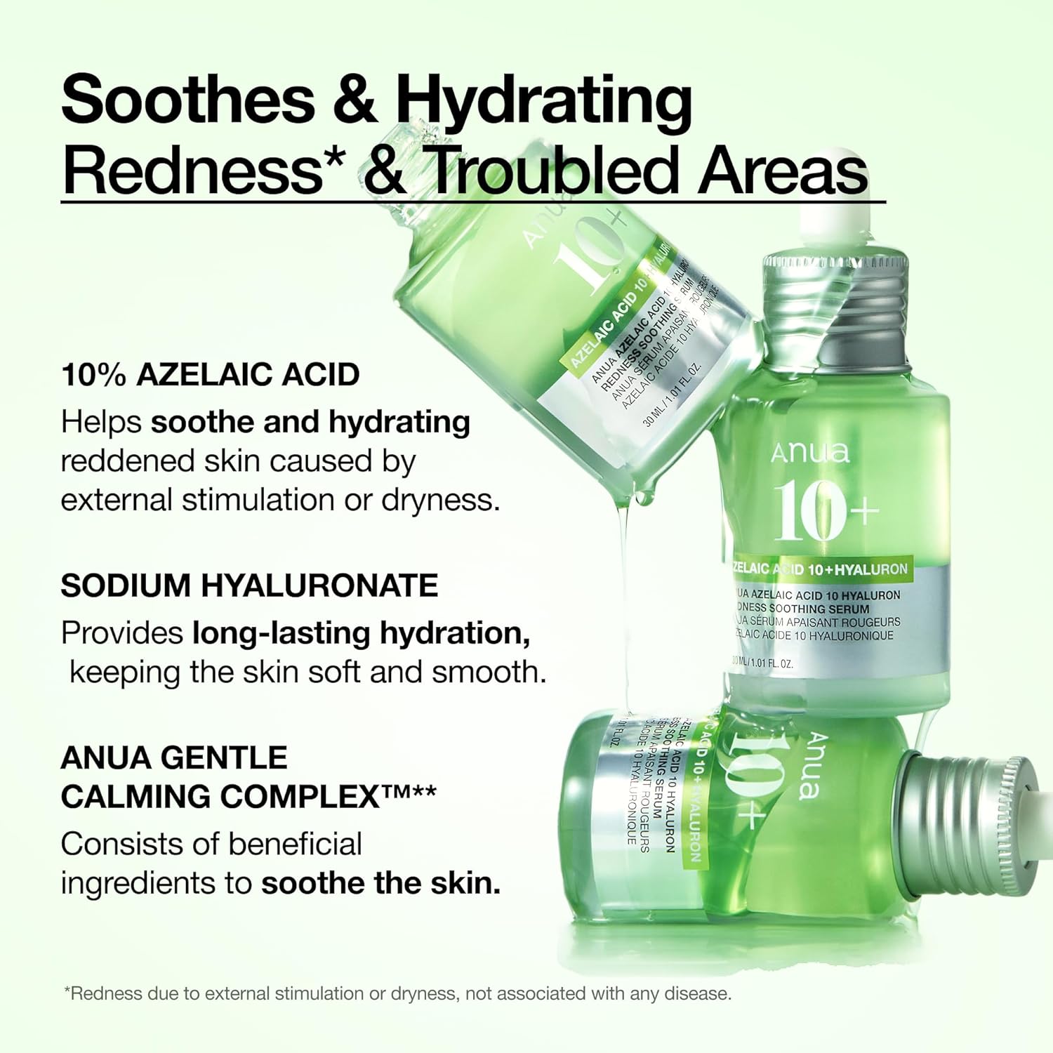 Anua Azelaic Acid 10 Hyaluron Redness Soothing Serum, Facial Serum for Blemish-Prone & Oily-Prone Skin, Lightweight & Hydrating Blemish Care, Hyaluron
