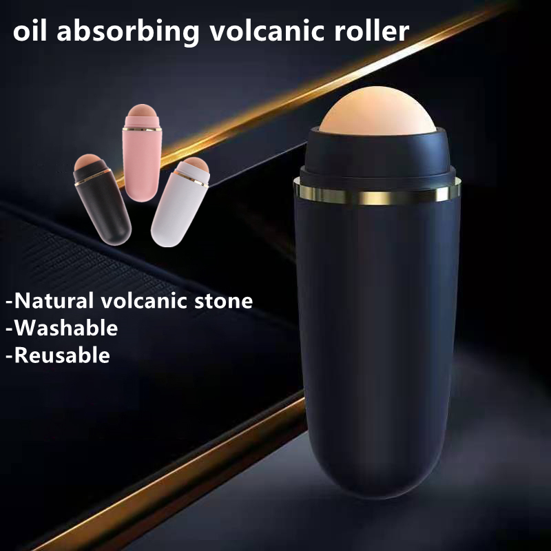 Portable Face Oil Absorbing Roller Natural Volcanic Stone Oil Control Lasting Rolling Matte Makeup for Face Clean Tool