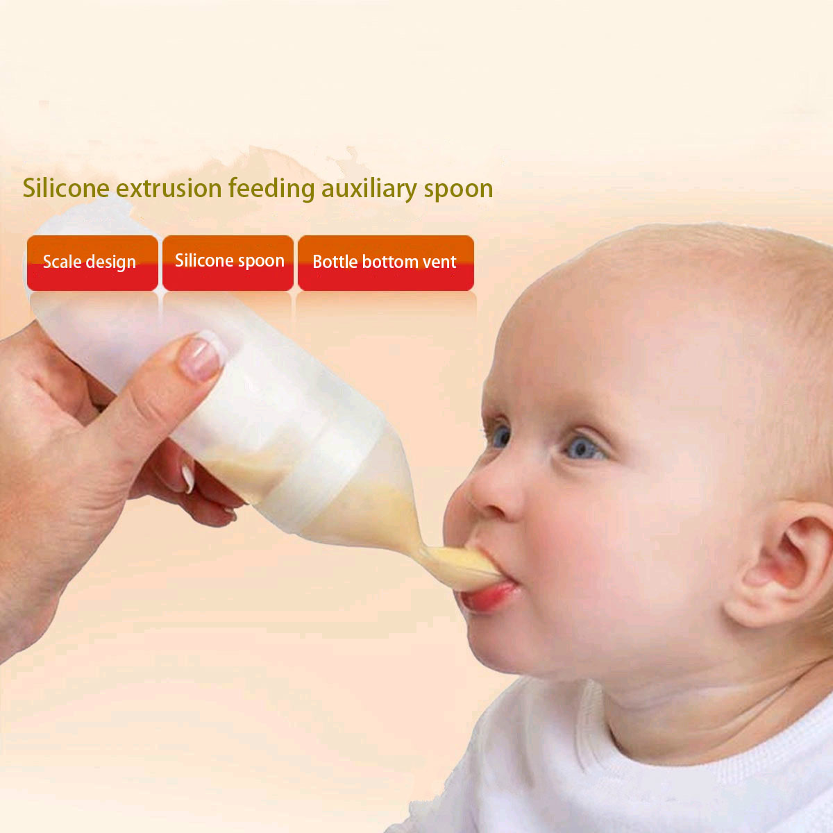 Baby Cereal Bottle Silicone Bottle Squeeze Spoon Child Food Supplement Bottle
