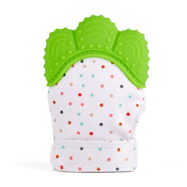 Baby Safe BPA Free Teether Mitten Gloves Cartoon Doughnut Infant Food Grade Silicone Chewing Teeth Training Molar Glove