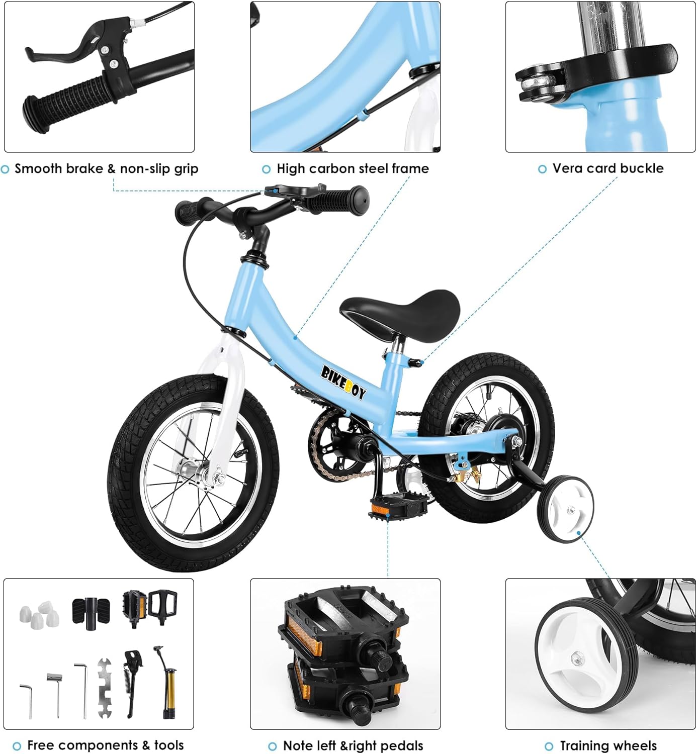 Balance Bike 2 in 1,The Dual Use of a Kids Balance Bike and Toddler Bike, for 2 3 4 5 6 7 Years Old -12 14 16 Inches with Training Theory, Brake, Peda