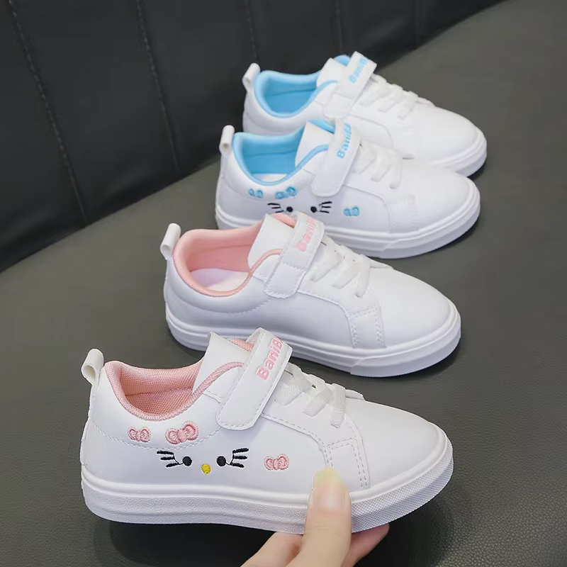 Kids White Sneakers Fall Slip Resistant Durable Spring Autumn Shoes for Girls 4-16 Years Old Fashion Casual Sports Shoes