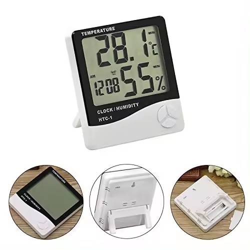 LCD Digital Temperature Humidity Meter HTC-1 HTC-2 Indoor Outdoor Hygrometer Thermometer Weather Station With Clock