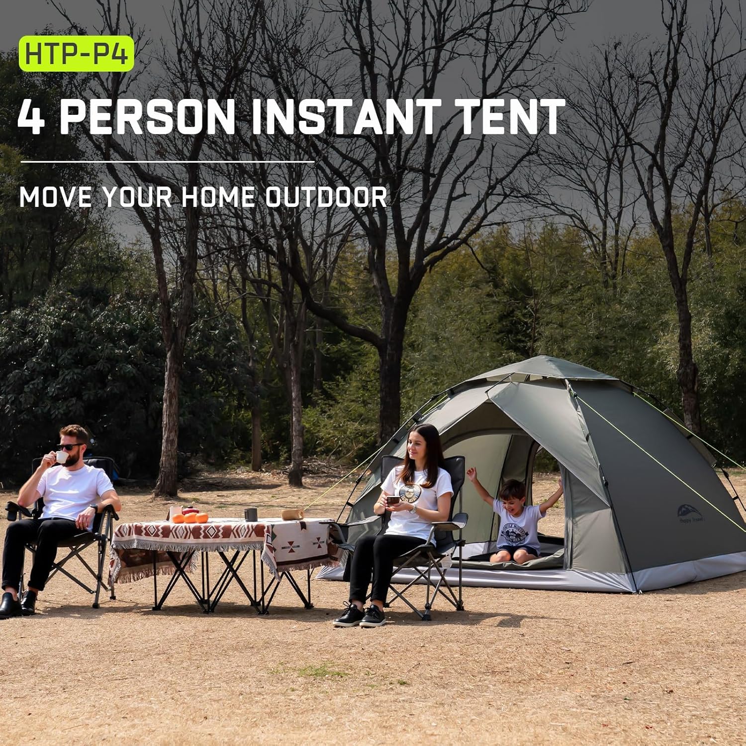 Happy Travel 1/2/3/4 Person Camping Tent, Instant Easy Pop Up Tents for Camping,Automatic Waterproof Family Camping Tent, Easy Set Up Tent,Portable Wi