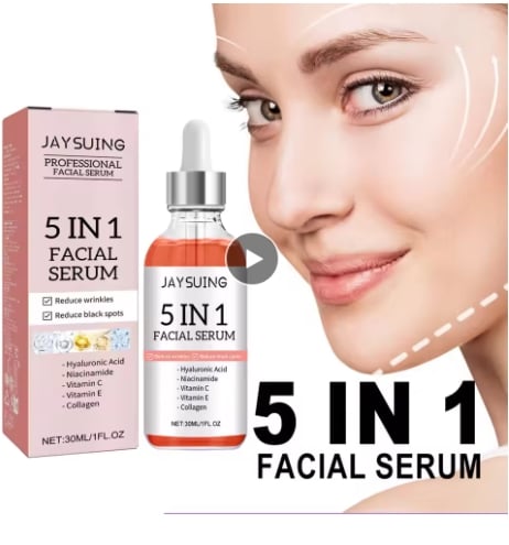 5 In 1 Facial Serum Fade Fine Lines Firming Skin Shrink Pores Moisturizing Brightning Vitamin C Hyaluronic Acid Face Serum