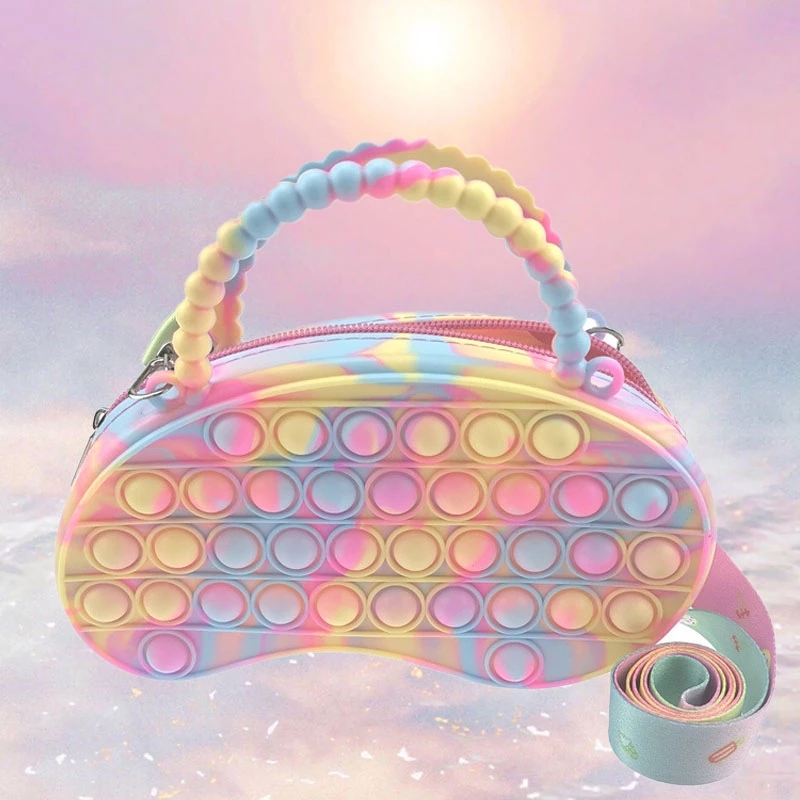 New Antistress Push Pop Bubble Decompression Mango Bags Silicone Crossbody Reliver Autism Handbag Coin Purse