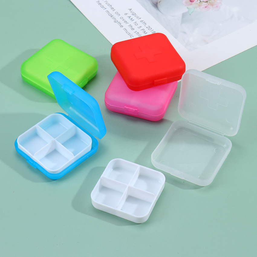 1PC Portable 4 Slots Pill Medicine Box Holder Storage Organizer Container Case Pill Box Splitters Travel Pill Cases