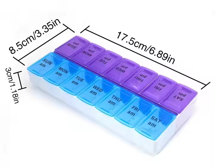 Weekly 14 Grids 7 Days Pill Box Portable Travel Cases Organizer Pill Container Storage Tablets Vitamin Medicine