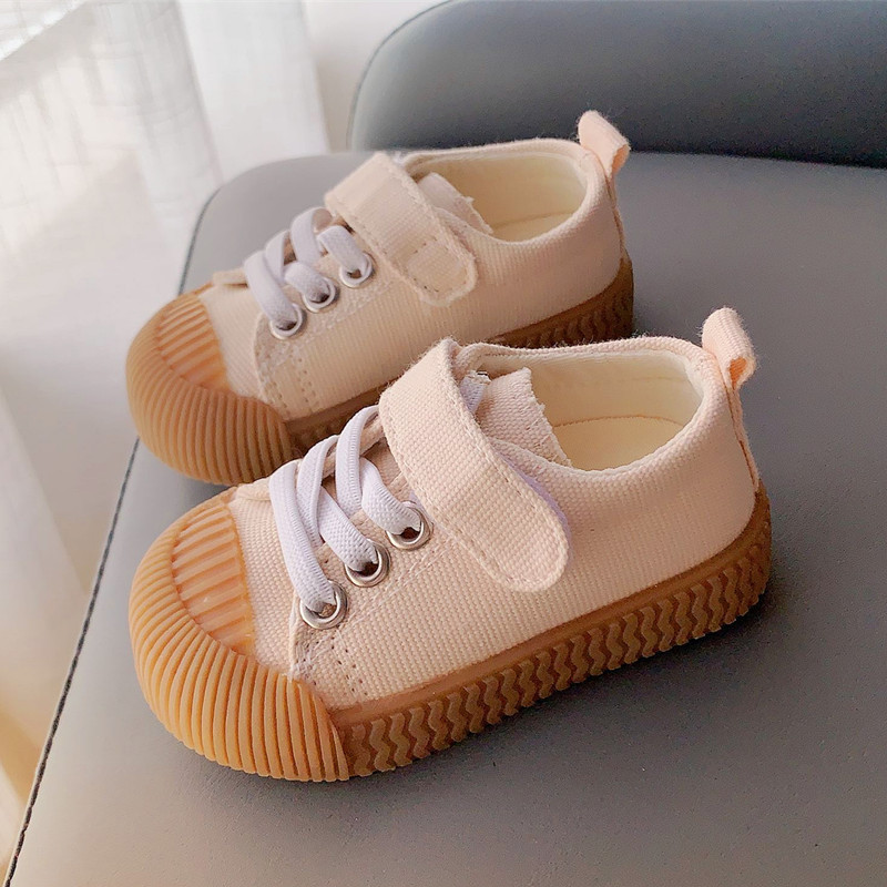 2023 Autumn Baby Walking Shoes for Preschool Solid Color Single Shoes Korean Edition Canvas Shoes for Boys and Girls