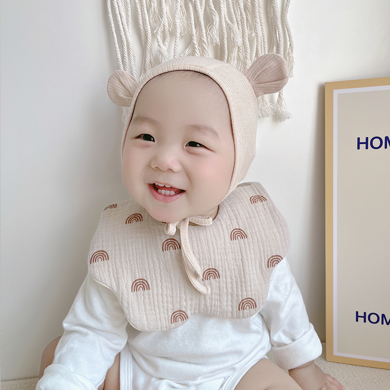 6-layer cotton gauze petal bib children's saliva towel can rotate 360 degrees, newborn bib baby anti spitting towel