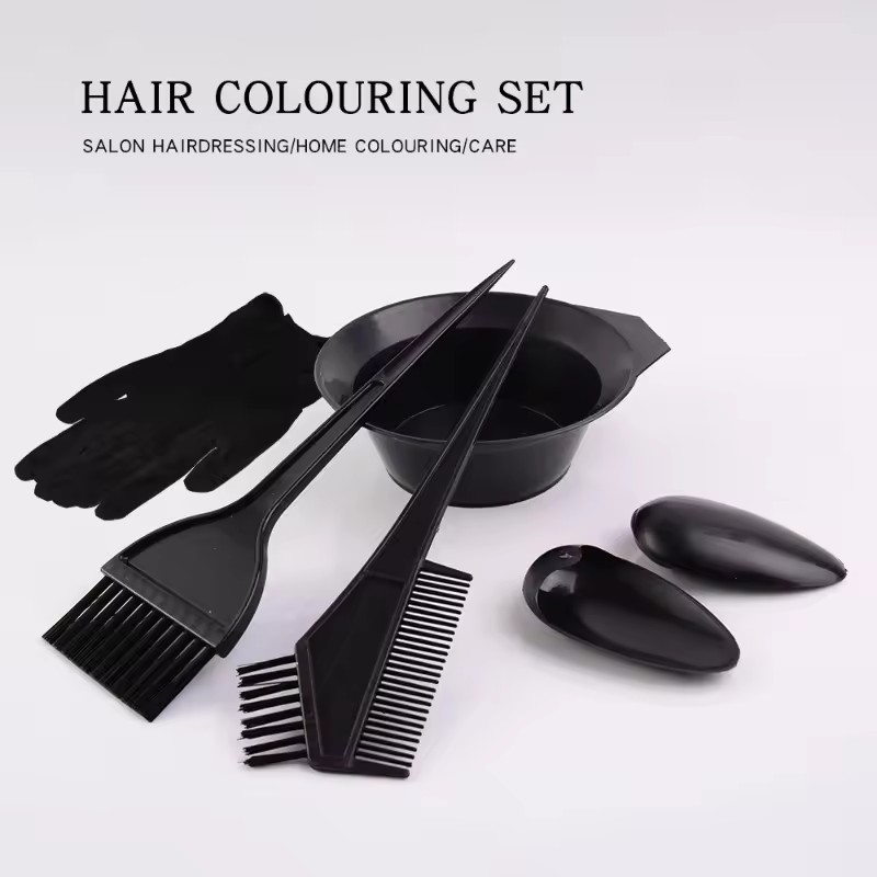 7PCS Hair Dye Brush Bowl Set with Ear Caps Dye Mixer Hair Coloring Tools for Home Salon Styling Hairdressing Tint Kit