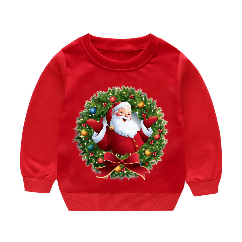 Spring Autumn Fashion Girls Santa Claus Print Sport Our Middle Hoodie Jacket Kids Long Sleeve Casual Hooded Sweatshirt