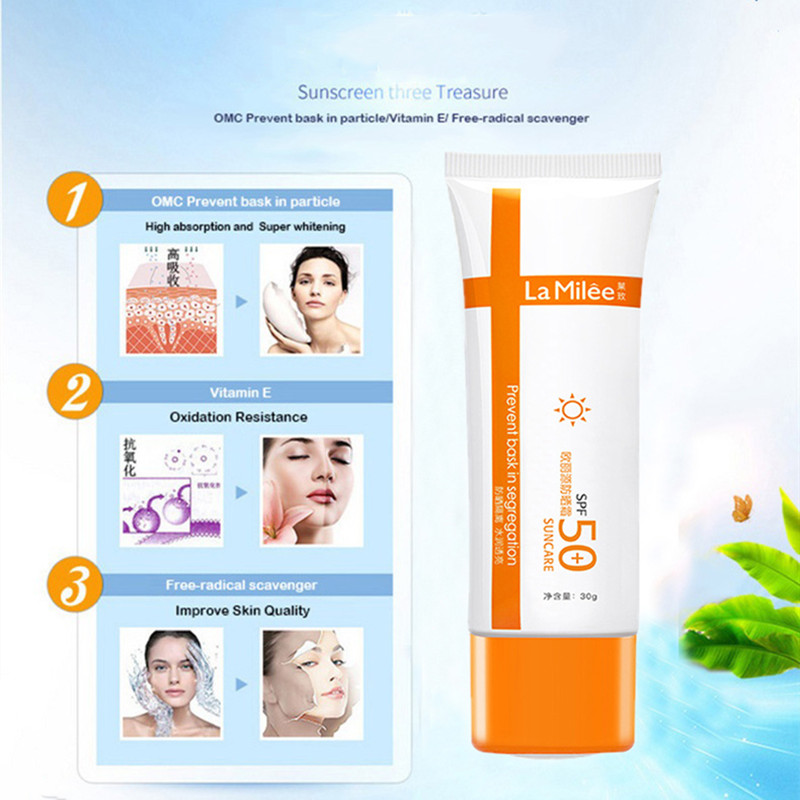 SPF50+ Sunscreen Cream Waterproof Sunblock Foundation Whitening Isolation Moisturizing Oil Control Facial Body Skin Care Cream