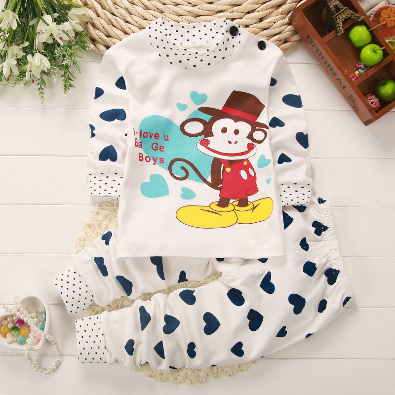 Children Cotton Underwear Autumn Winter Kids Casual Sleeping Clothes Boys Girls Warm Pajamas Baby Toddler Cartoon Clothing Sets