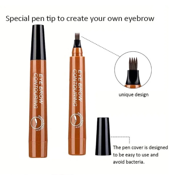 Eyebrow Pen Waterproof 4 Split Tip Eyebrows Pen Eyebrow Tattoo Pen Waterproof Liquid Black Eyebrow Makeup Pencil