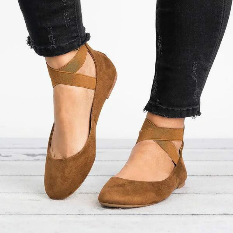 Autumn new flat sole shoes shallow mouth elastic bandage mother shoes round head women's shoes