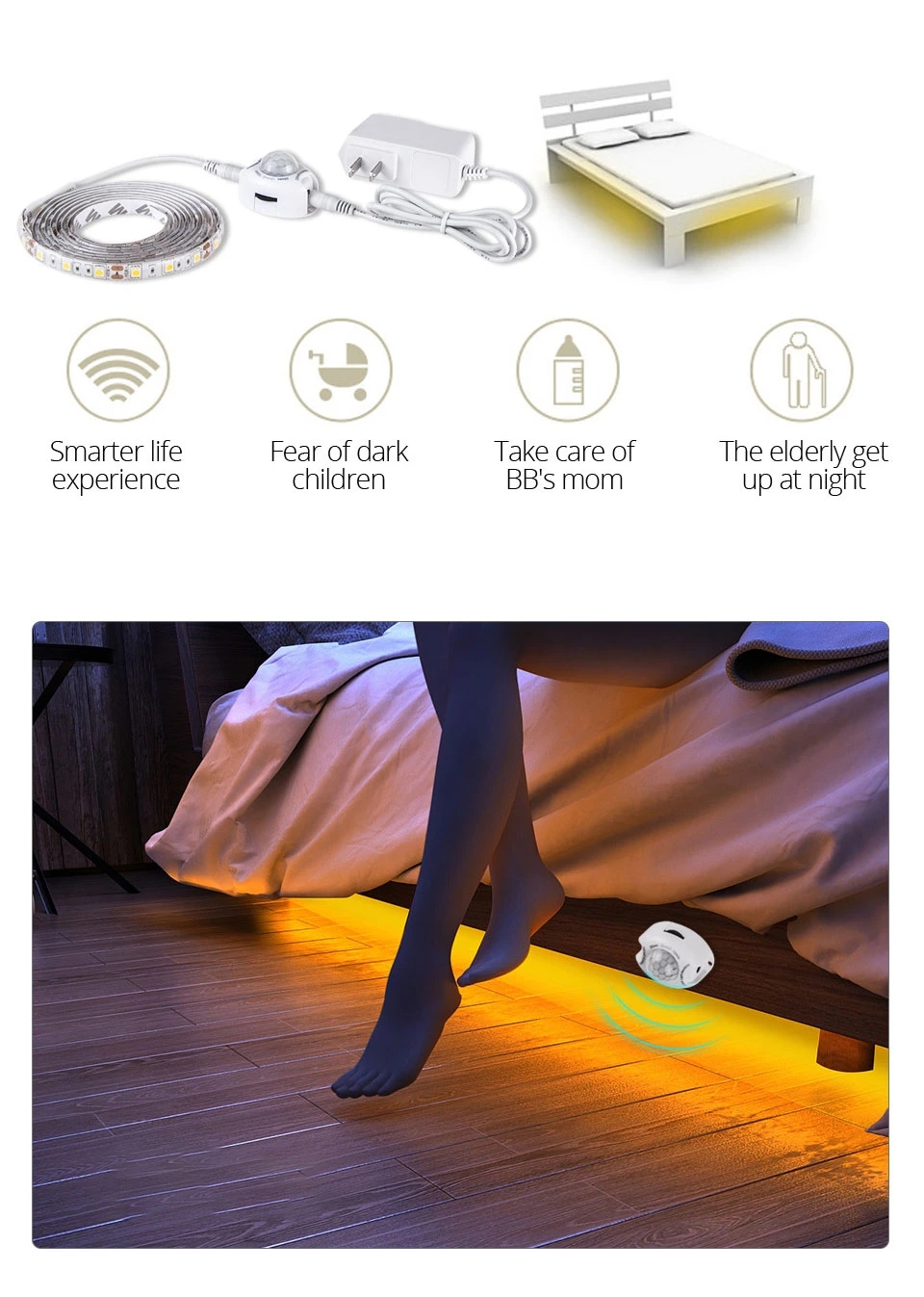 DC 5V 12V Light Switch Motion Sensor Movement Detector Activated Timer Automatic PIR Motion Sensor LED Strip Light Module Tape