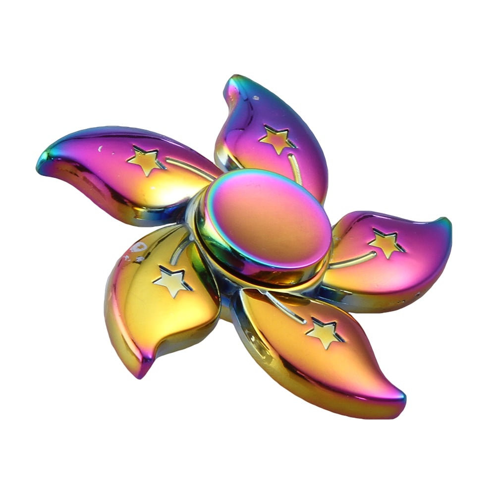 Rainbow Bauhinia Flower Star Metal Spinner Fidget Hand Finger Gyro EDC Focus Toy Tri-spinner Stress Toy Gift