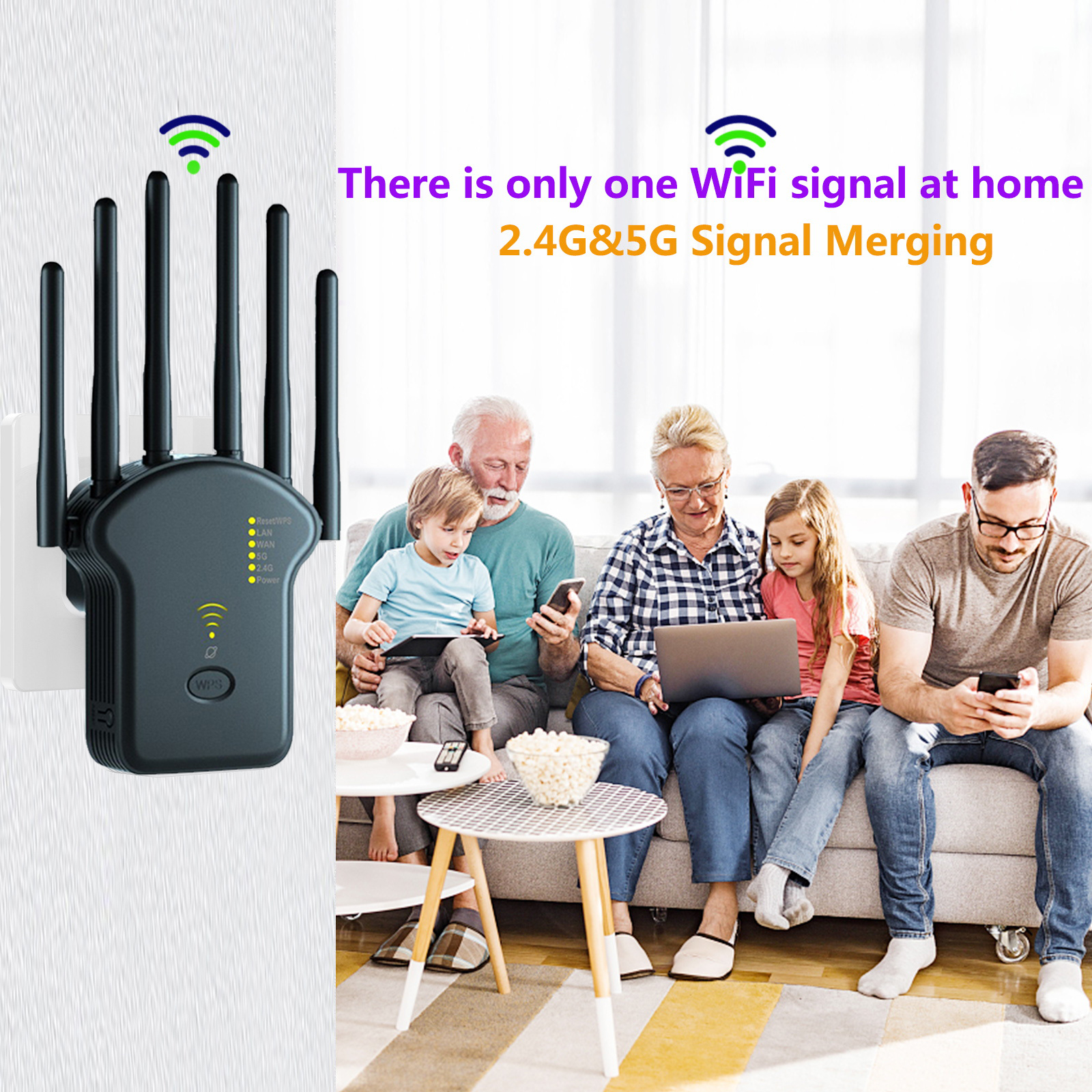 WiFi Repeater 1200Mbps Dual Band Wireless Amplifier 2.4G 5GHz Network Long Range Signal Booster For Home Office Wireless Router