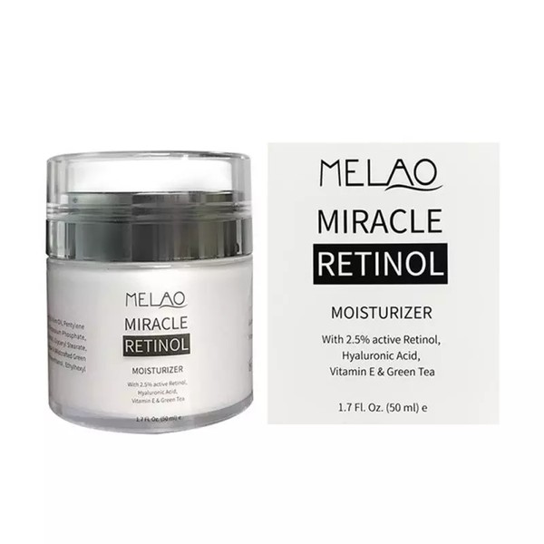 MELAO 50g Day Night 2.5% Retinol Cream Hyaluronic Acid Reduces Wrinkles Fine Lines Face Cream Retinol Moisturizer Cream TSLM1