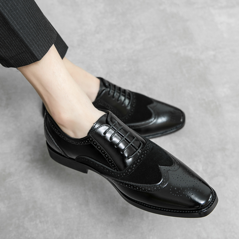Classic Pointed FASHION Oxford Shoes Lace Up Men's Shoes Pointed Style Luxury Moccasin Casual Luxury Leather Shoes
