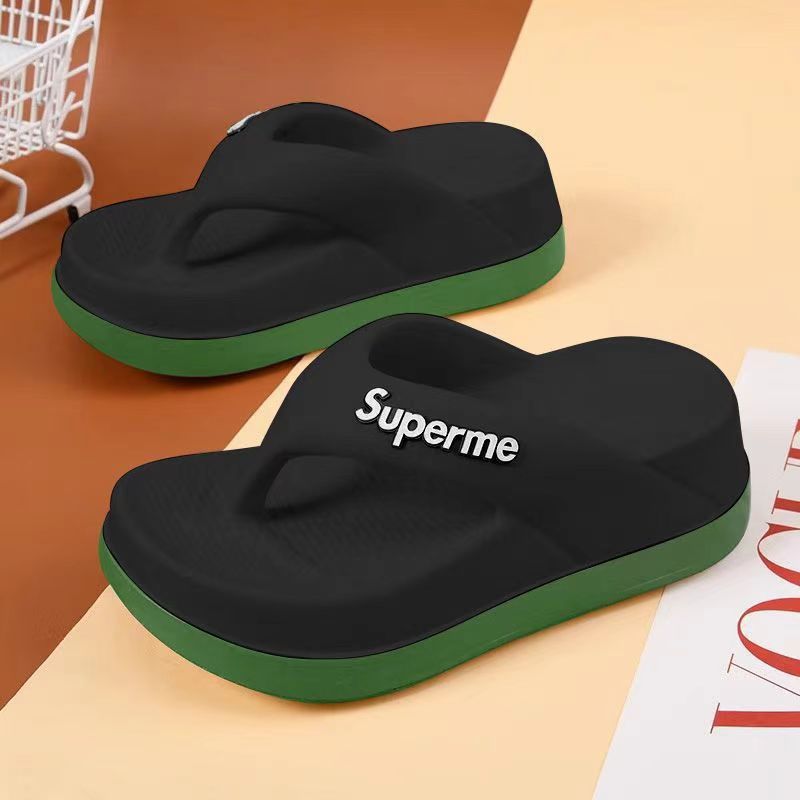 Thick bottom flip flops for women's summer 2025 new height increasing anti slip beach sandals beach slippers for outdoor wear