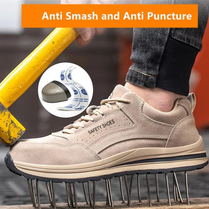 safety shoes men anti-smash anti-puncture lightweight breathable work shoes