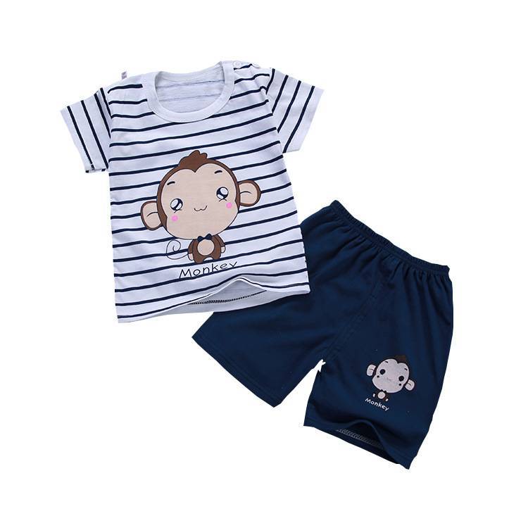 Children's suit new cotton baby short sleeve clothing set summer baby boys and girls body suit cartoon kids clothing set