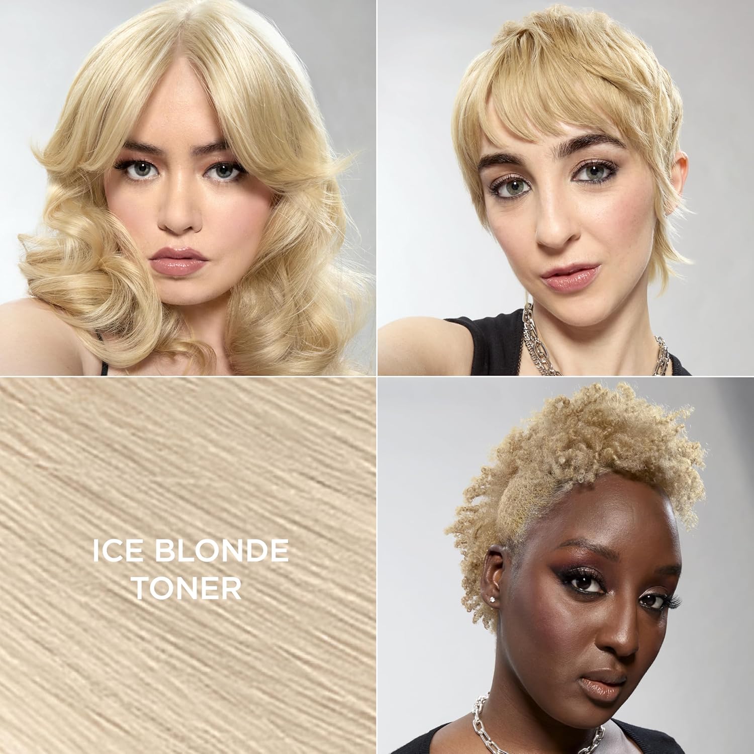 L’Oreal Paris Feria Long-Lasting Anti Brass Power Hair Toner, Ammonia Free Demi Permanent Hair Color, Ice Blonde Hair Toner, 1 Application