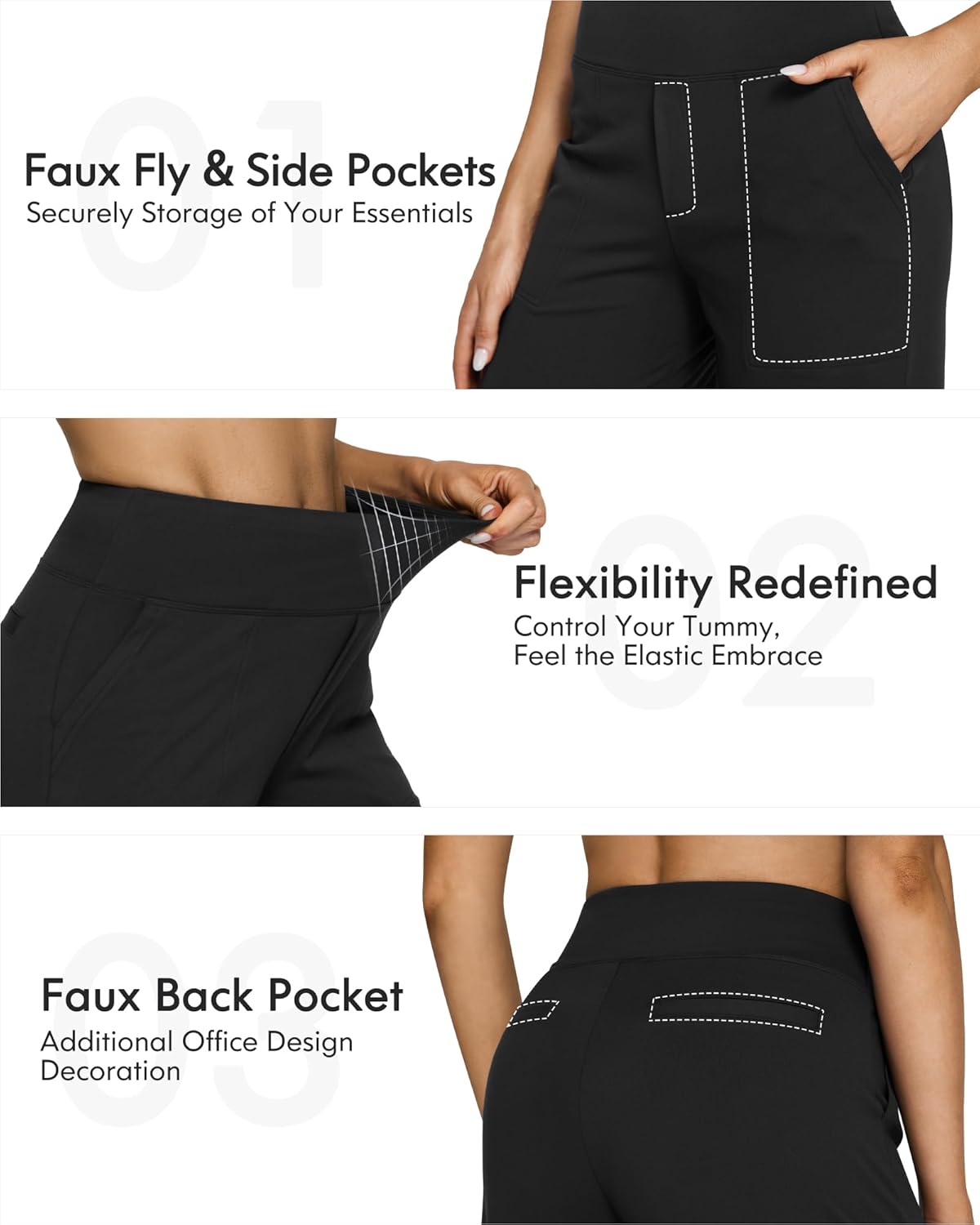 G4Free EverGoing Yoga Pants Women Wide Leg Pants with Pockets High Waist Stretch Dress Casual Sweatpants Petite/Regular/Tall