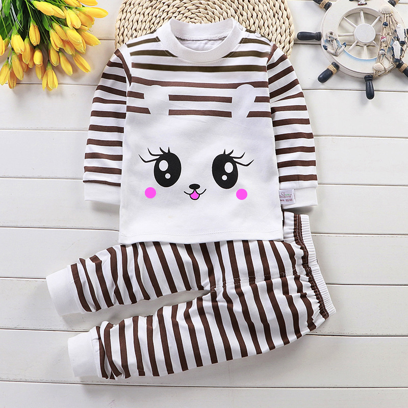 (0-3T)Baby Clothes Cotton Boys and Girls Baby Underwear Set Children's Autumn Clothes Long Pants Home Children's newborn clothes