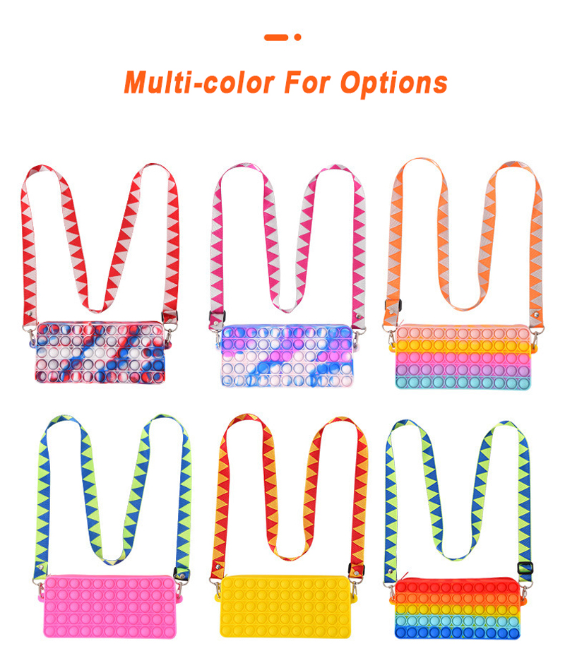 Fashion Pop Push Bubble Fidget Shoulder Bag With Strap Large Capacity Pencil Case Coin Purse Kids Wallet Antistress Fidget Toys