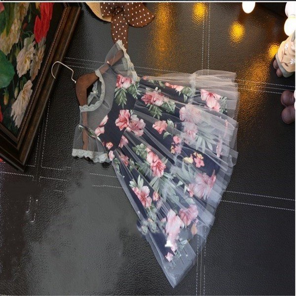 Cherubear summer new girls clothing children lace flower stitching fantasy princess dress &
