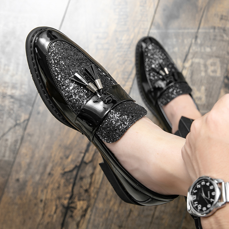 Luxury Brand Men's Shoes Loafers Men's Casual Leather Nightclub Party Tassel Shoes Men's Dress Shoes Men's Black Platform Shoes