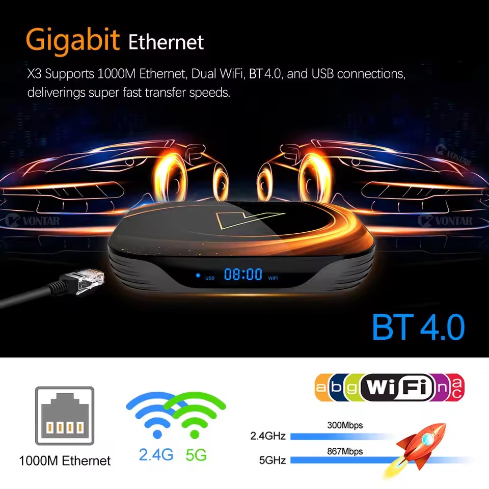 VONTAR X3 4GB 64GB 8K TV BOX Android 9 Smart Android TVBOX 9.0 Amlogic S905X3 Wifi 1080P BT 4K Set Top Box media player