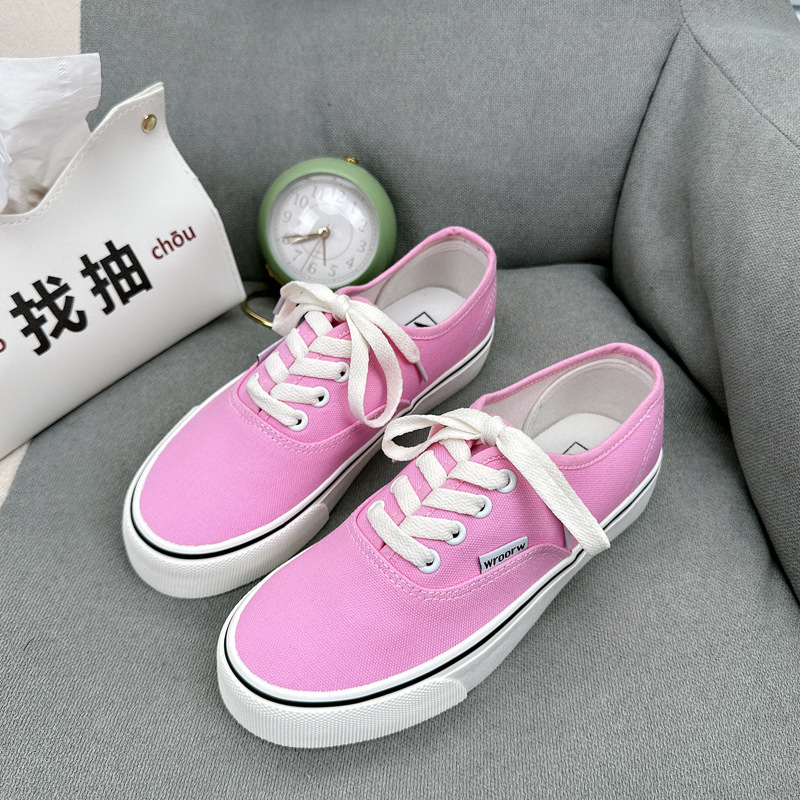 2024 Spring New Low Top Canvas Shoes Female Student Instagram Korean Flat Bottom Versatile Low Top Trendy Casual Skateboarding S