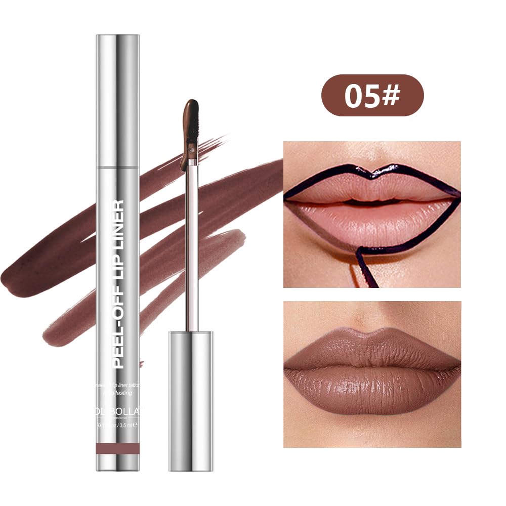 BANGFENG 4Pcs Peel Off Lip Liner Stain Set - Long-Lasting, Smudge-Proof, Waterproof Nude Matte Lip Tint, Non-Fading Peel Off Lip Color, Effortless Pre
