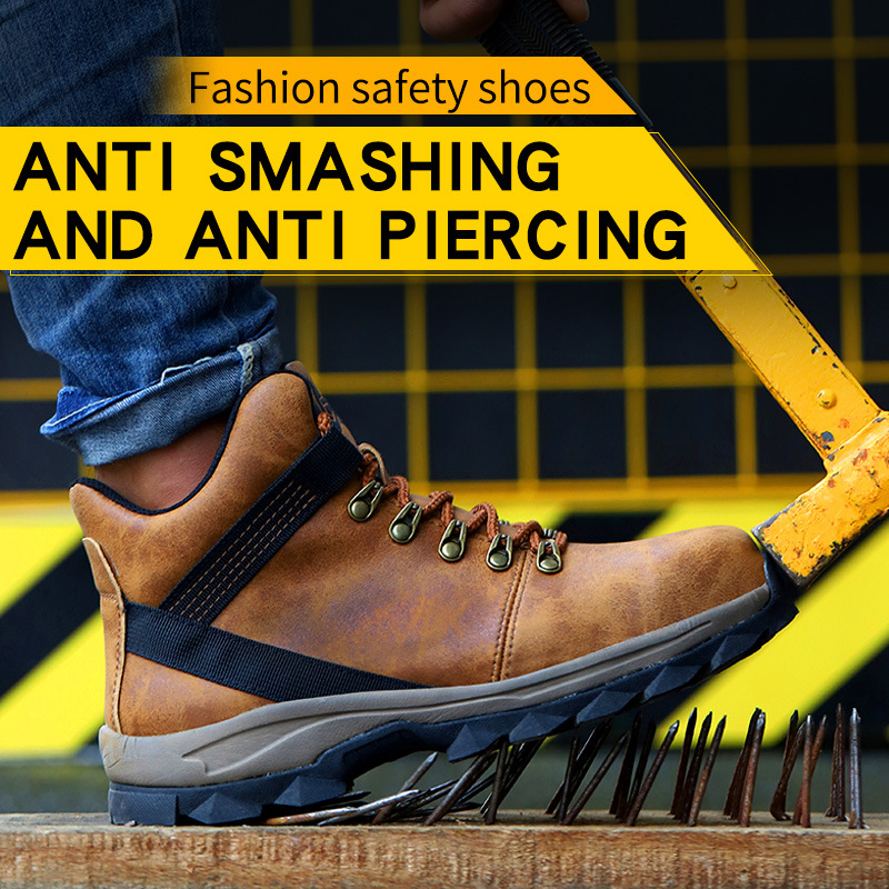 Men High-Top labor Boots Safety Work Shoes Steel Toe Cap Puncture-Proof Anti-smash Indestructible wear-resistant Protect Shoes