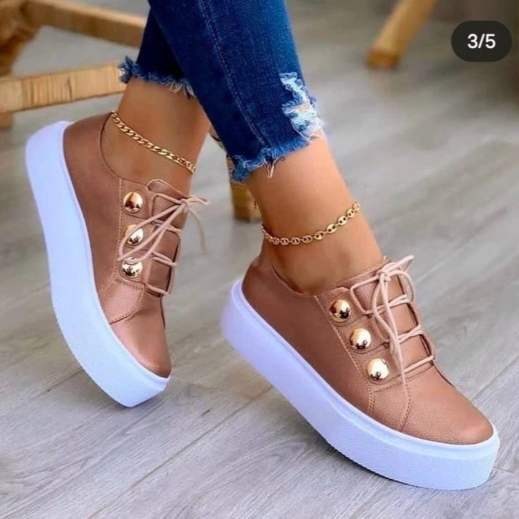 Women's Casual Sneakers Lace Up Low Top Plain Toe Lightweight Shoes
