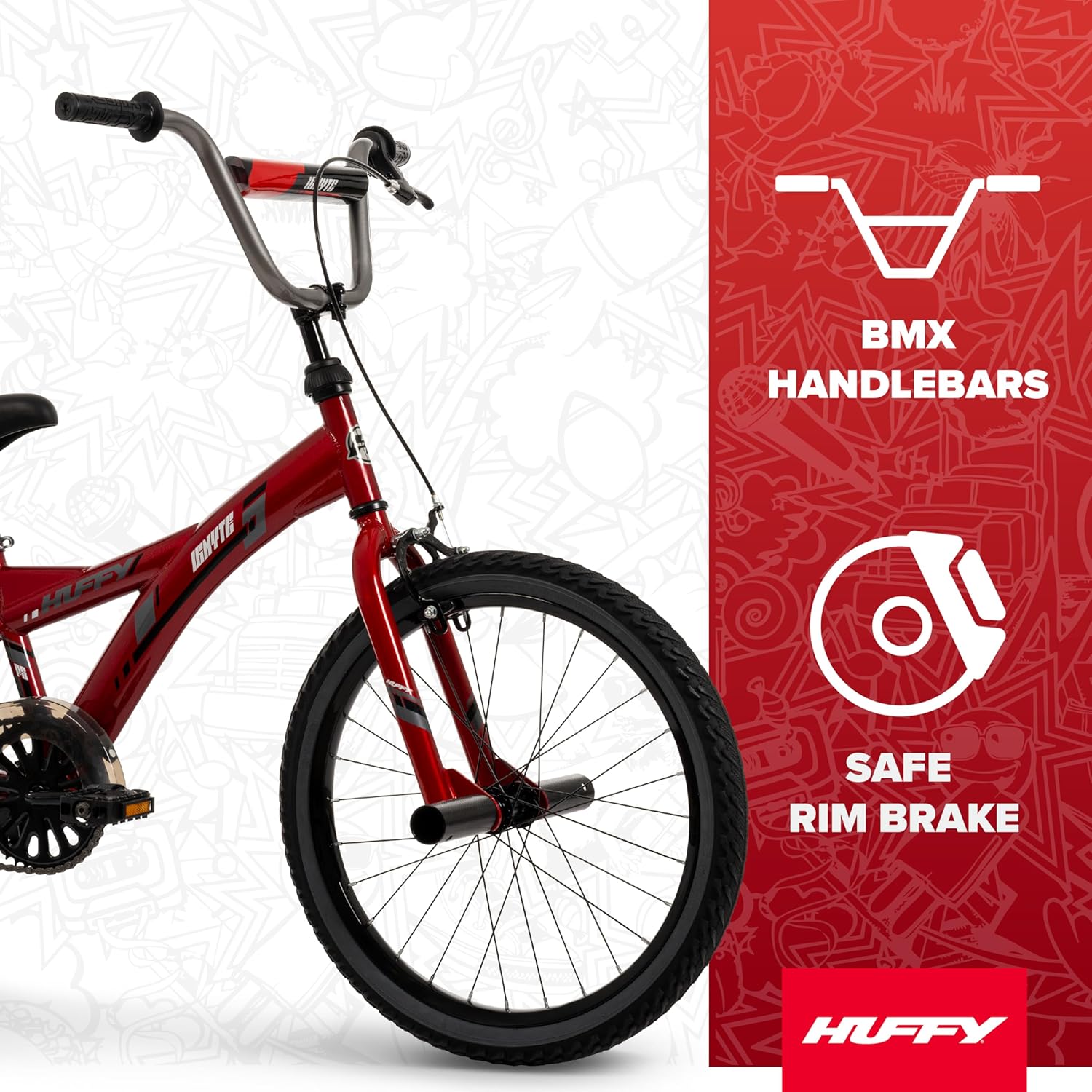 Huffy Boys and Girls 20" Bikes, Ideal for Ages 5+, Rugged and Durable Design, Easy to Assemble, Multiple Designs and Color Options Available, Beginner