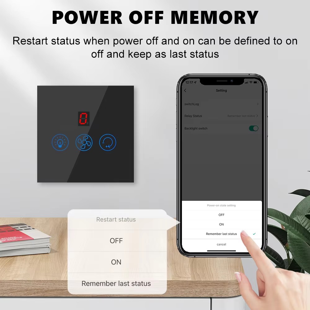 Smart WIFI Fan Light Switch Controller EU/US Ceiling Fan Lamp Switch Remote APP Control Speed Works With Alexa Google Home