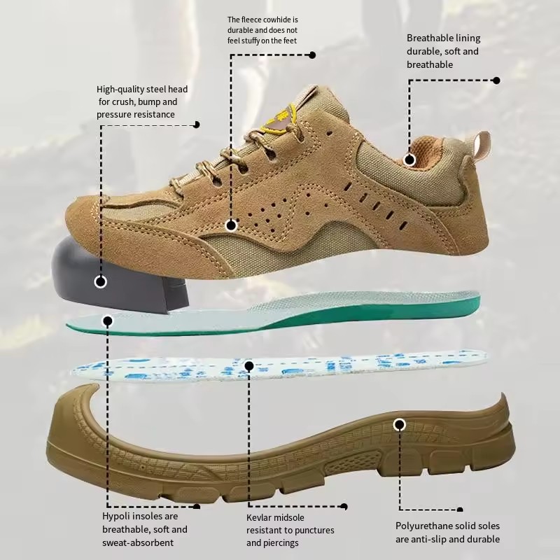 Lightweight Comfortable Protect Safety Shoes Men Puncture-Proof Spark Proof Wear-resistant Anti-slip Work Shoes Men's Shoes