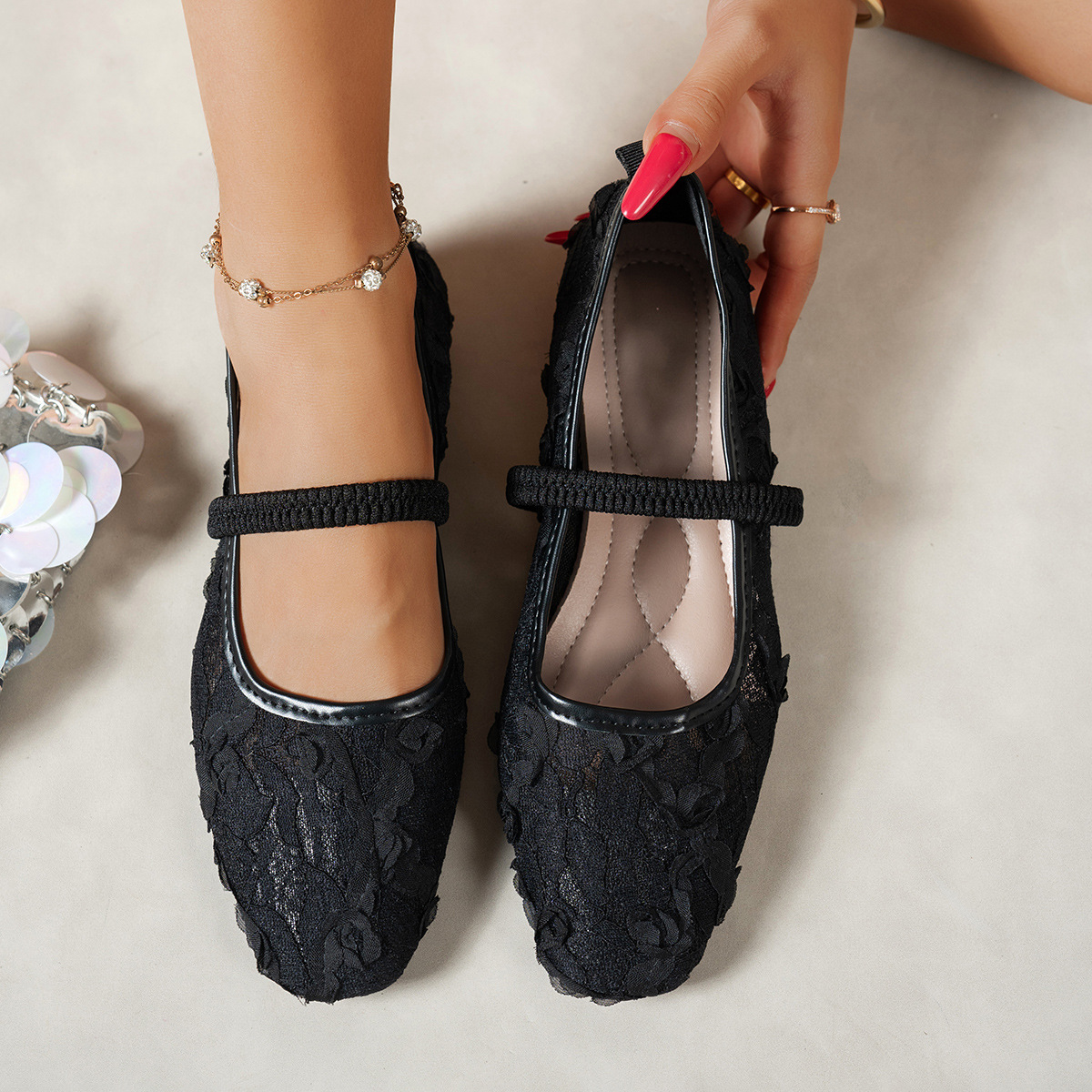 Gentle Wind Mesh Flat Bottom New Bean Shoes Single Shoes Women's New Chinese Fairy Style Retro Soft Bottom