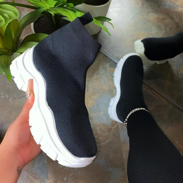 Women Sock Ankle Boots Multicolor Ladies Shoes Ladies Thick Bottom Platform Shoes Woman Casual Autumn Winter Large Size New