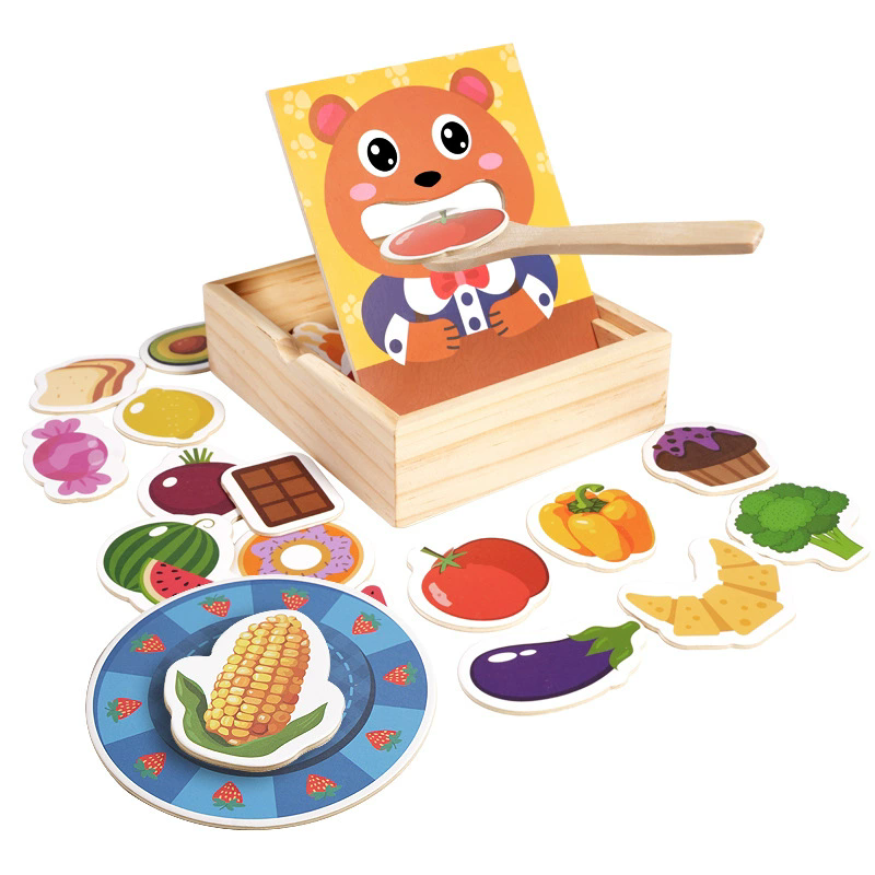 1PC Parent child simulation teddy bear feeding game, early childhood education, baby's fine action, spoon training toy