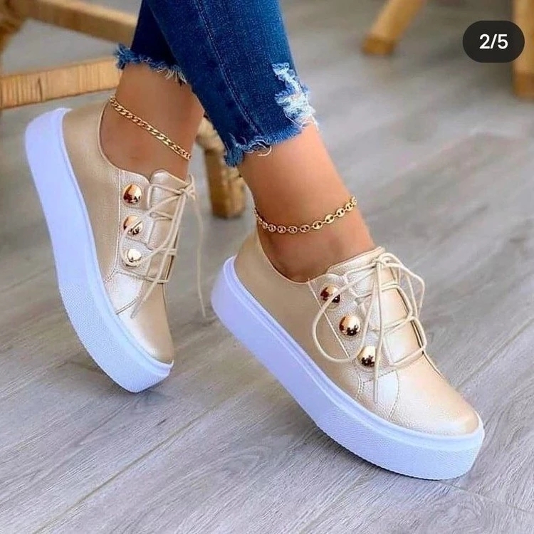 Women's Casual Sneakers Lace Up Low Top Plain Toe Lightweight Shoes