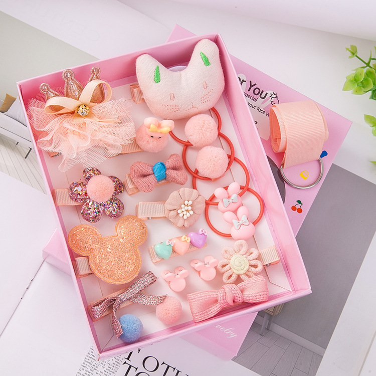 18pcs Girls Cute Bow Hair Clip Set Girls Hair Accessories Headwear With Gift Box Gift For Girls