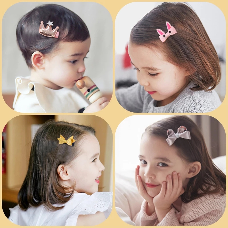 18 Piece hair clip set Cute Hair Accessories Girl headwear Bow Flower animal Hairpins hair band cartoon Elastic Headdress Gift