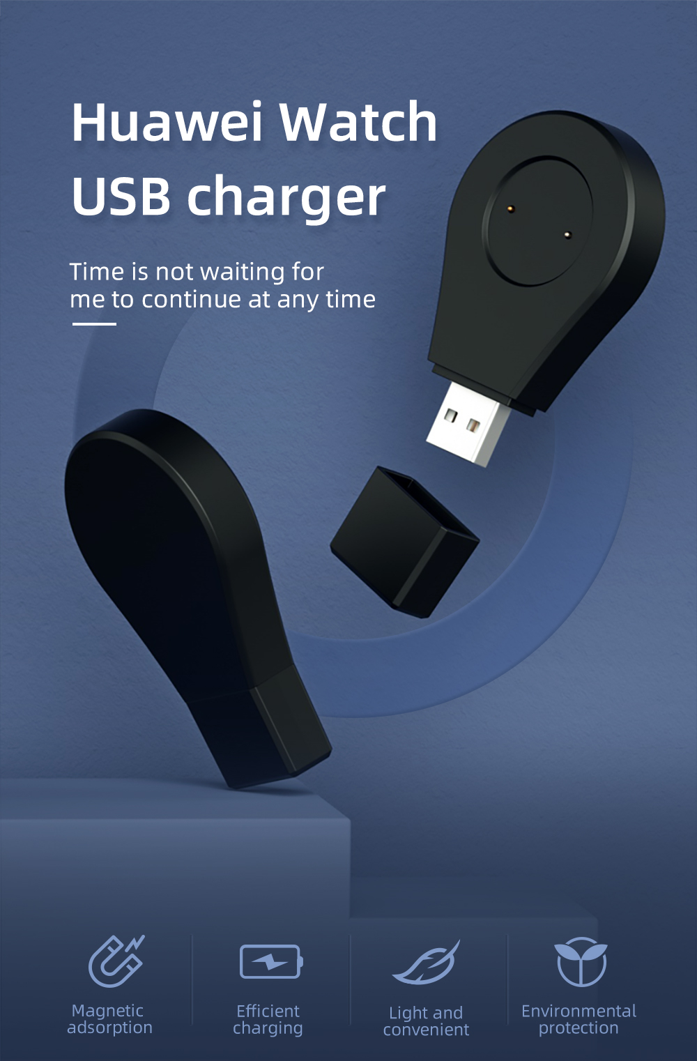 USB Watch Charger for Huawei Watch GT GT2e GT2 42mm 46mm Sport Classic Active Honor Magic 1/2 GS Pro Smartwatch Accessories Blac